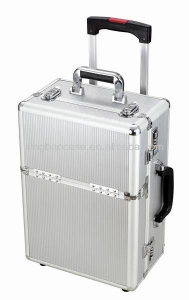 Plain aluminum hard luggage case, Aluminum Trolley Case, Travel Flight Hard Case Two Way Open Rolling Trolley Case