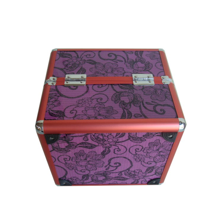 Trade assurance cheap aluminum cosmetic case for travel with nylon box,red aluminum travel jewelry case