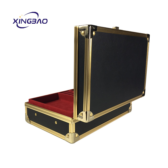 Buy small products black leather smart portable jewelry box and mirror 