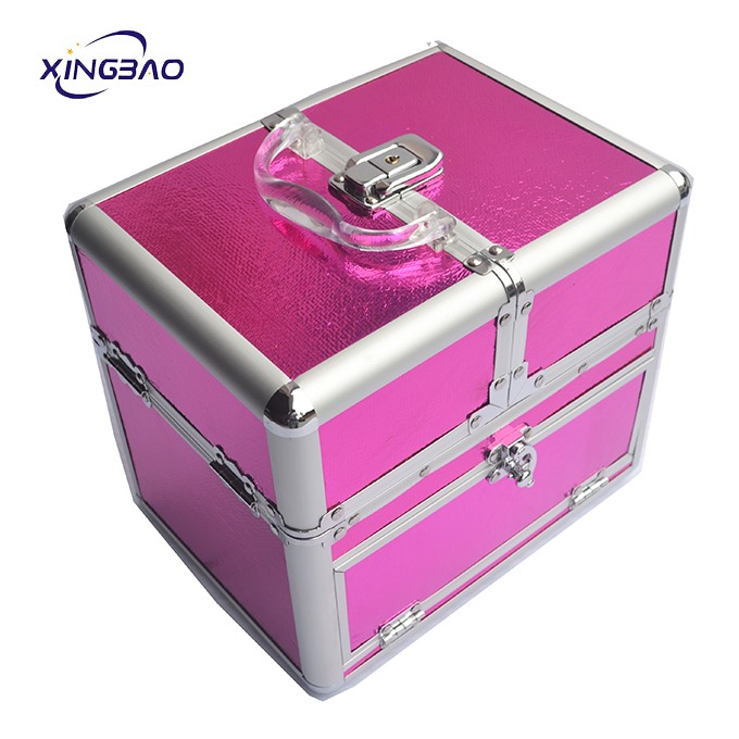 Foshan Supplier Aluminum Makeup Hard Cosmetic Carrying  Display Vanity Case wtih tray and drawer