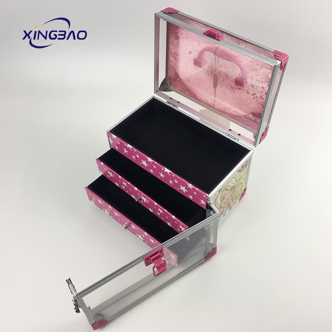 Pink Acrylic With Drawer Makeup Kits For Girls Cosmetic  Case