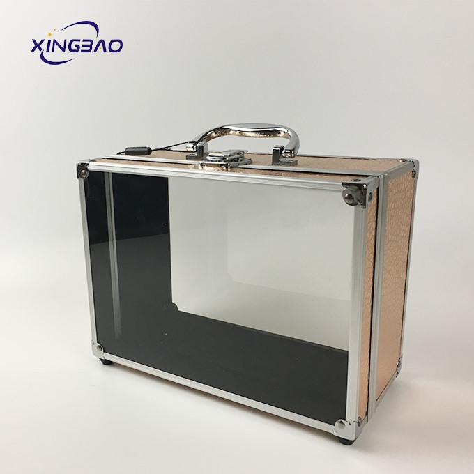 Golden Aluminum Acrylic Cosmetic Packaging Display Box Case