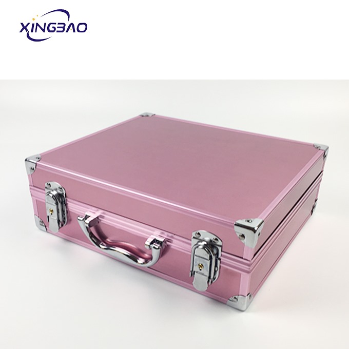 Pink Aluminum Travel Makeup Cosmetic Case With Lights And Mirror