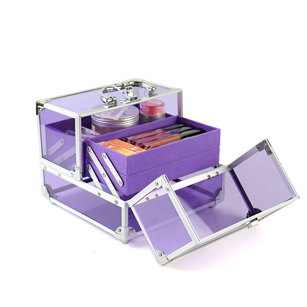 Oem Beauty Acrylic Clear Makeup Train Cosmetic Case, High Quality Acrylic Clear Cosmetic Case Make up Box 