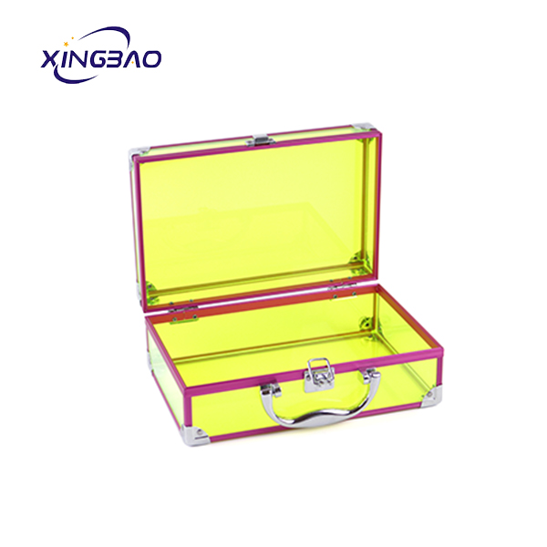 Acrylic professional Portable Cosmetic Makeup Case/Aluminum Pink Hard Travel Makeup Train Cosmetic Vanity Box