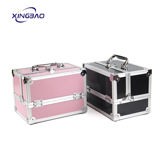 Manufacturers direct portable aluminum cosmetic case with mirror aluminum makeup boxs portable women aluminum beauty case