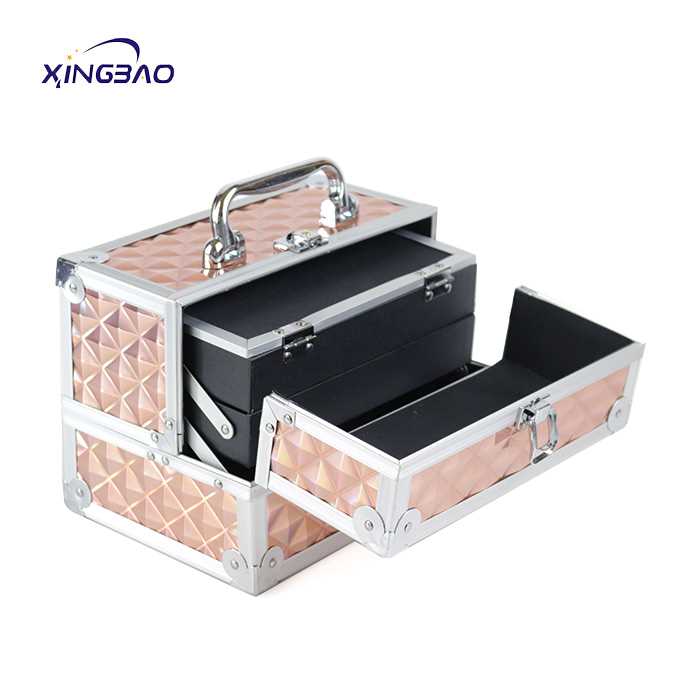 Rose gold Amazon Professional Artist Vanity Tropical Beauty Storage Cosmetic Boxes Organizer Makeup Case