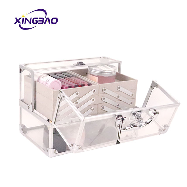 larger makeup case 6 trays Clear  iridescent Acrylic Clear necessaire Train Cosmetic Case  Makeup Acrylic Case Vanity Box