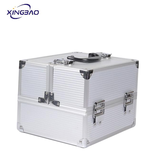 Amazon case 4 Tray cosmetic carrying metal suitcase professional make up box bag Aluminum travel makeup case