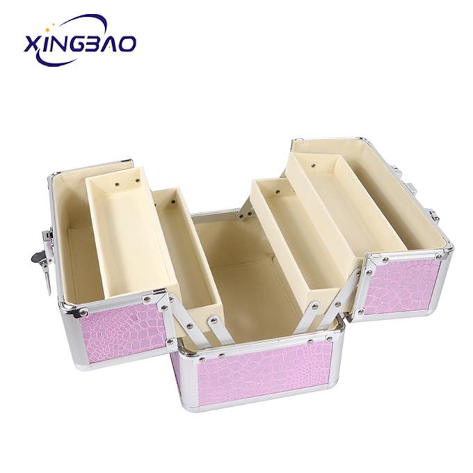 Pink Amazon case 4 Tray cosmetic caboodle  vanity case cosmetic make up hard  makeup vanity box aluminum makeup cases with logo